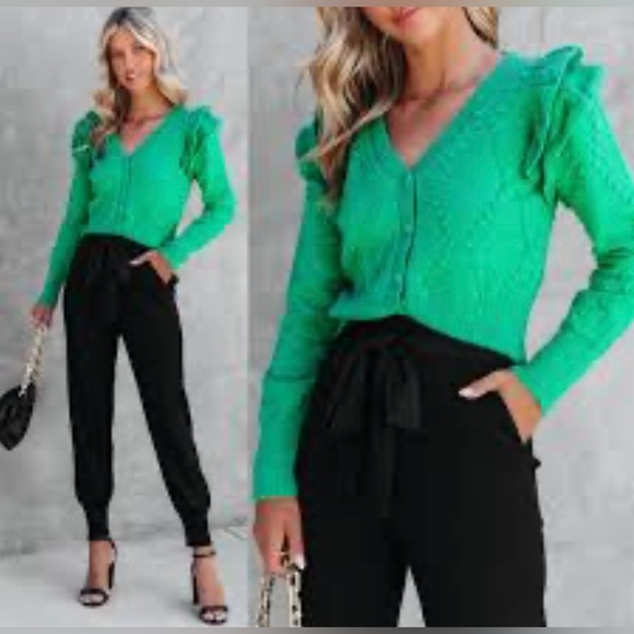 &Merci KELLY GREEN CARDIGAN SZ S - Picture 3 of 10